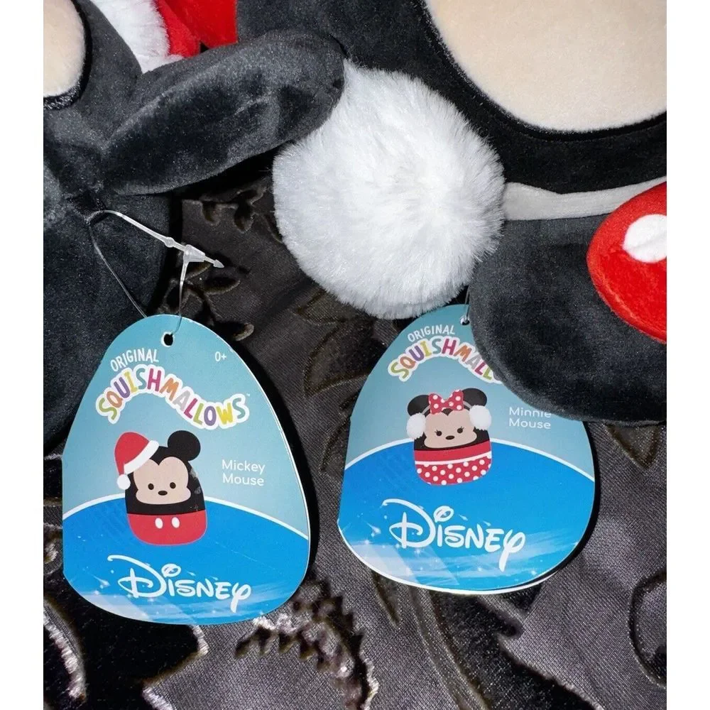 Two Squishmallows Holiday Christmas Santa Mickey Minnie‎ Mouse Pillow Plush New
